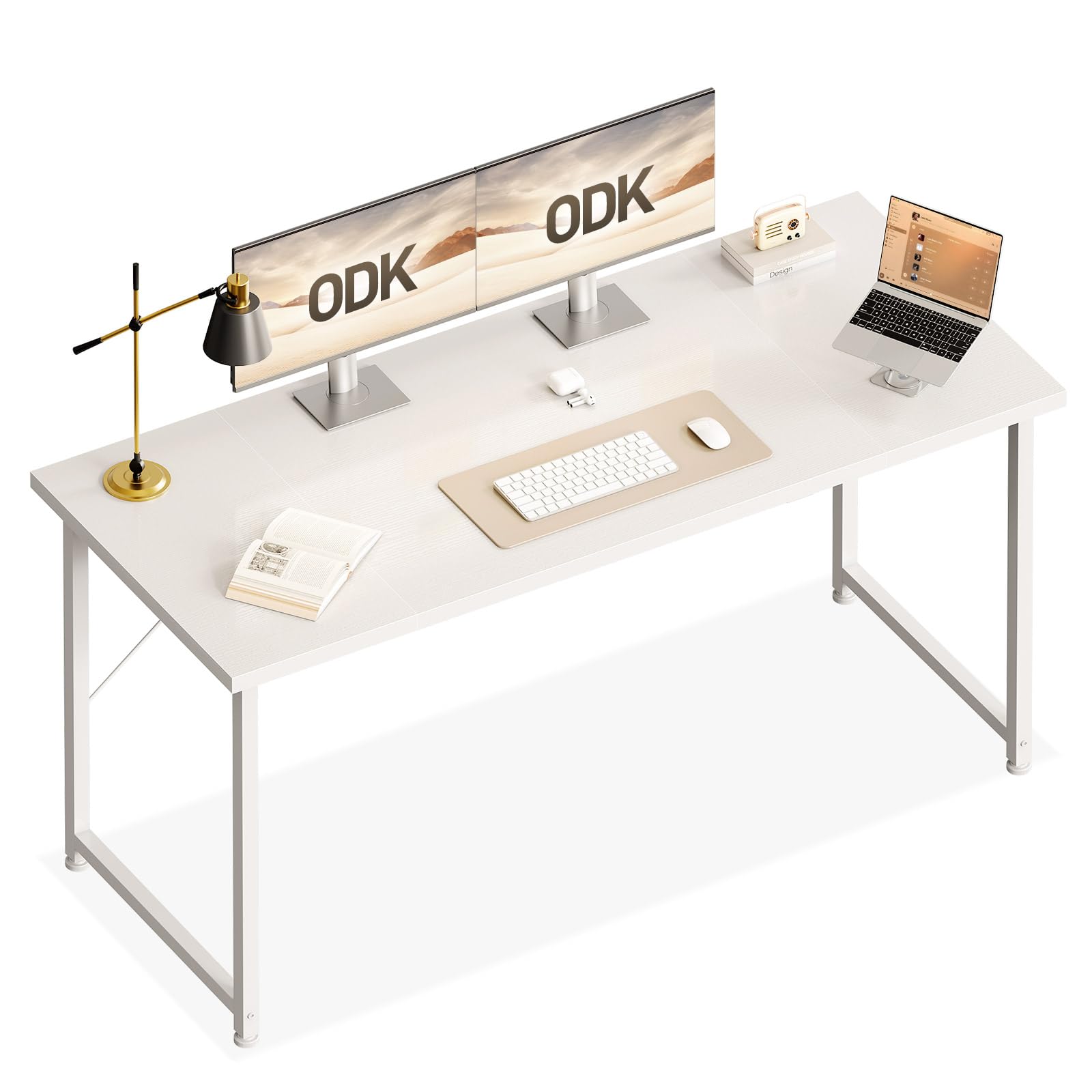 ODK Schreibtisch Groß, 140 × 50 cm, Computertisch, Bürotisch, Weiß | Großer Tisch mit geräumiger Arbeitsfläche, PC Tisch für Homeoffice und Arbeitszimmer