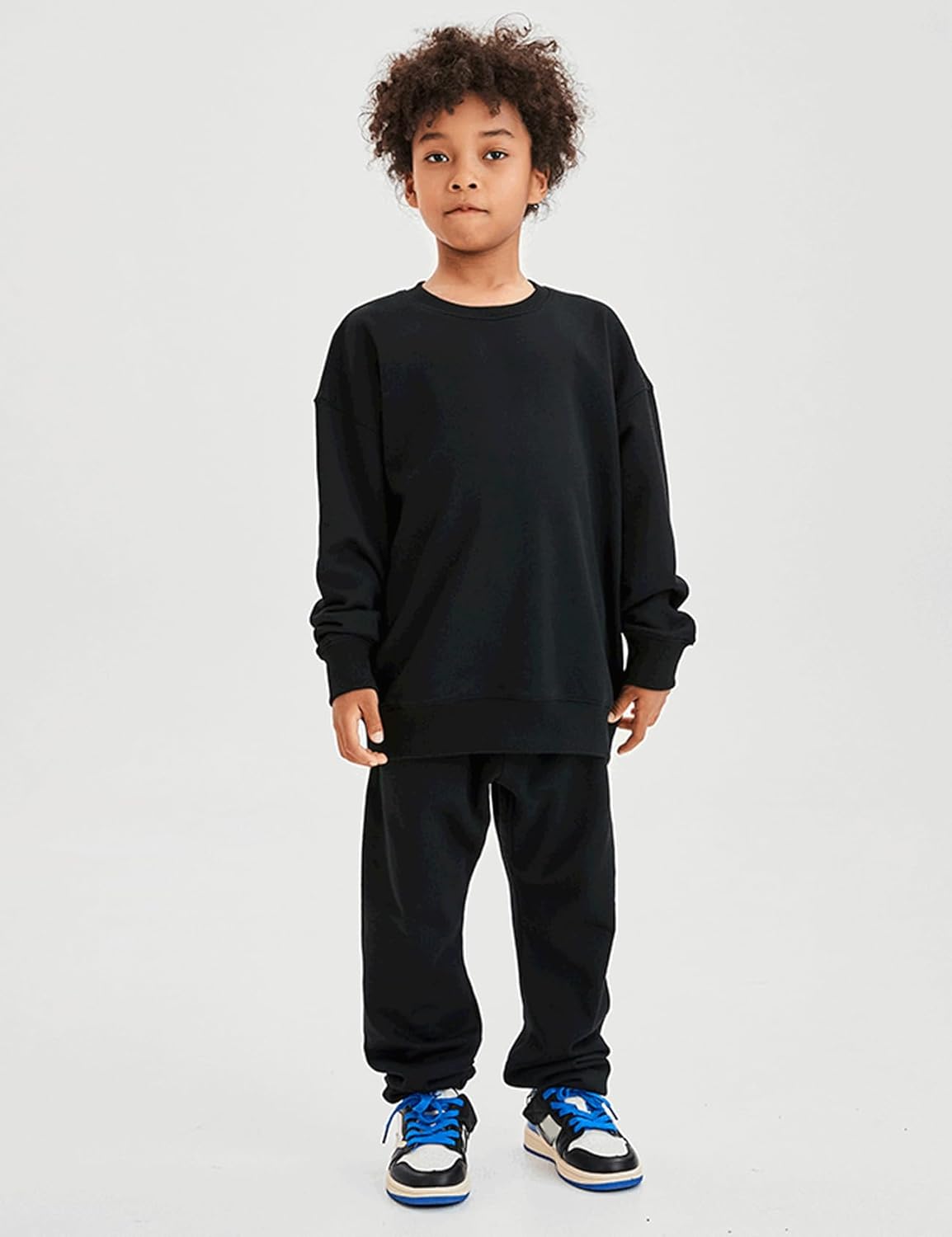 Flygo Boys Girls 2 Piece Outfits Fleece Kids Sweatsuit Crewneck Sweatshirt and Sweatpants Tracksuit Clothing Set - Image 4