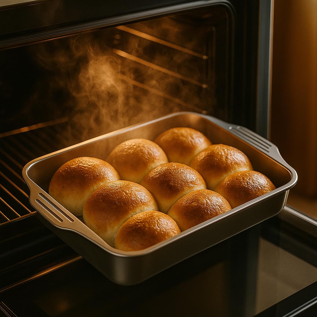 Teglia da Forno Rettangolare in Acciaio Inox 36 x 27 - Teglia Profonda per Arrosti, Lasagne e Verdure - Vassoio da Forno Universale - Grandi Stampi Rettangolari per Cuocere