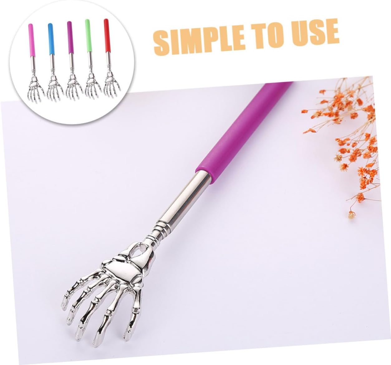 Ipetboom 5Pcs Retractable Stainless Steel Back Scratcher Long Handle Itch Relief Tool Portable Body Scratcher for Men and Women Comfortable