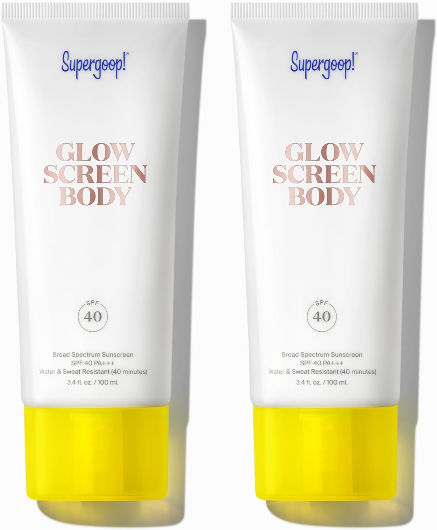 Supergoop! Glowscreen Body SPF 40 PA+++, 3.4 fl oz - Pack of 2 - Body Lotion + Broad Spectrum Tinted Sunscreen with Subtle Shimmer - Adds Glow & Hydration - White Stargrass & Coconut Alkanes