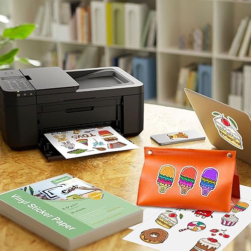 Miniatura 3 de Papel adhesivo de vinilo imprimible para Cricut, transparente, no impermeable, papel adhesivo transparente, 10 hojas de etiquetas autoadhesivas,