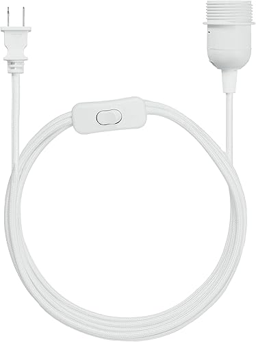 kwmobile Cable de luz enchufable, cable de lámpara colgante de tela de 20 pies de largo con enchufe, enchufe E26, para colgar iluminación de techo