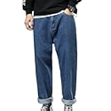 Men's Regular Fit Jeans Casual Harem Baggy Lightweight Cotton Elastic Waist Ankle Length Tapered Denim Pants