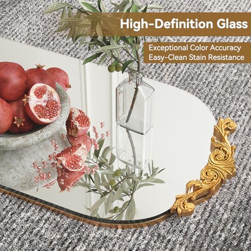 Image of Arched Full Length Mirror, 62 inchX20 inch Vintage Floor Mirror, Baroque Full Body Mirrors with Art Carved, Free Standing Leaning or Wall-Mounted Mirrors for Bedroom, Living Room, Entryway,Gold
