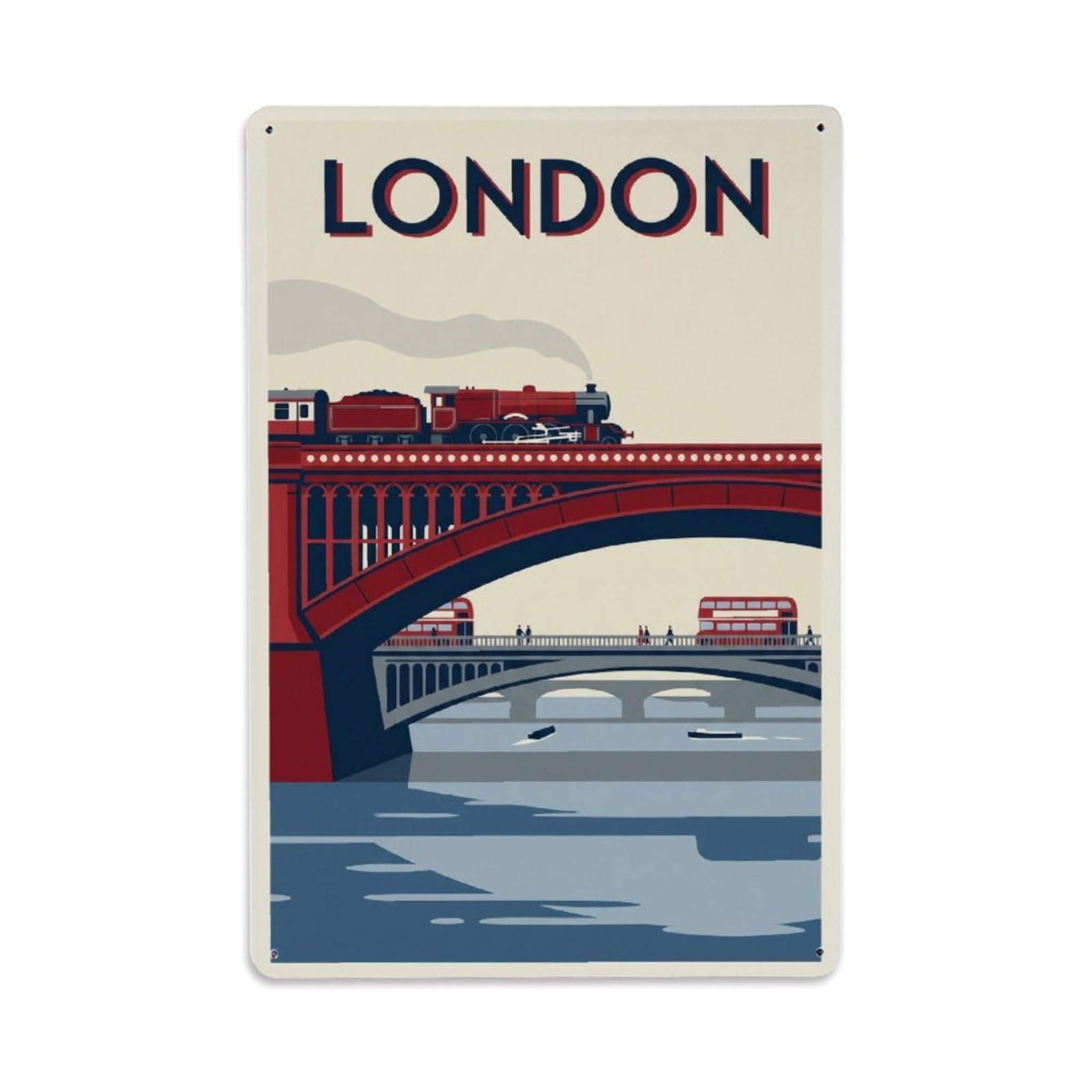 Vintage Travel London Blackfriars Bridge Railway Clean England Metal Tin Sign Plaque Wall Decor for Cafe, Club Bar, Office, Home Garden Metal Poster 8x12Inch