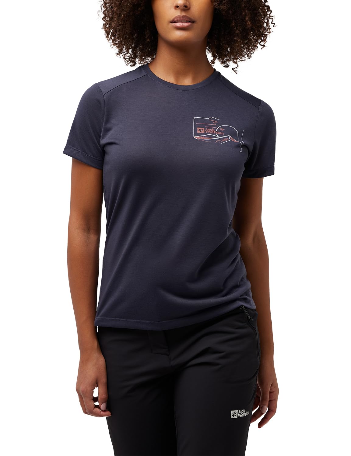 Jack Wolfskin Women's Vonnan Graphic T W T-Shirt, Graphite, S