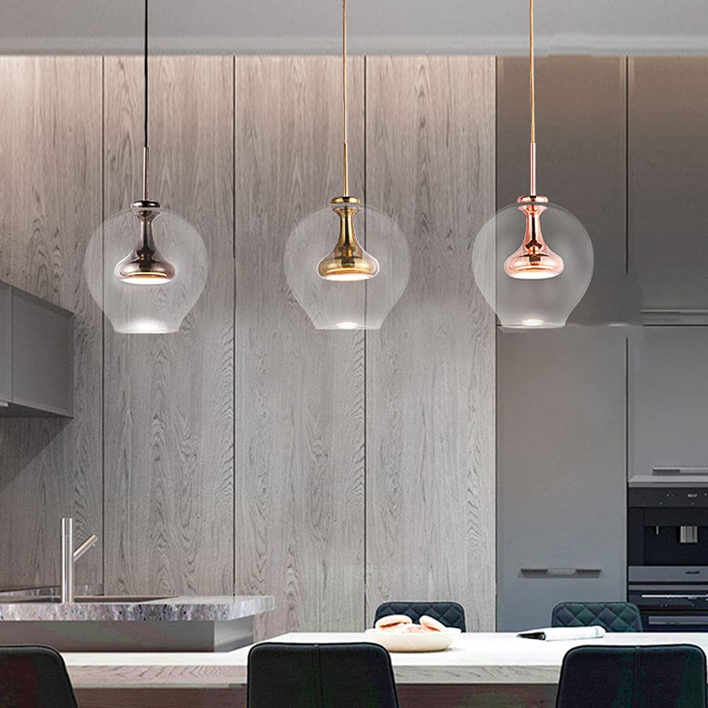 Lámpara de Noche Moderna, Ligera, con Base de latón y Cristal, de Estilo nórdico, para hogar, Bar, restaurante, personalidad Creativa, para cafetería, dormitorio (Dorada)