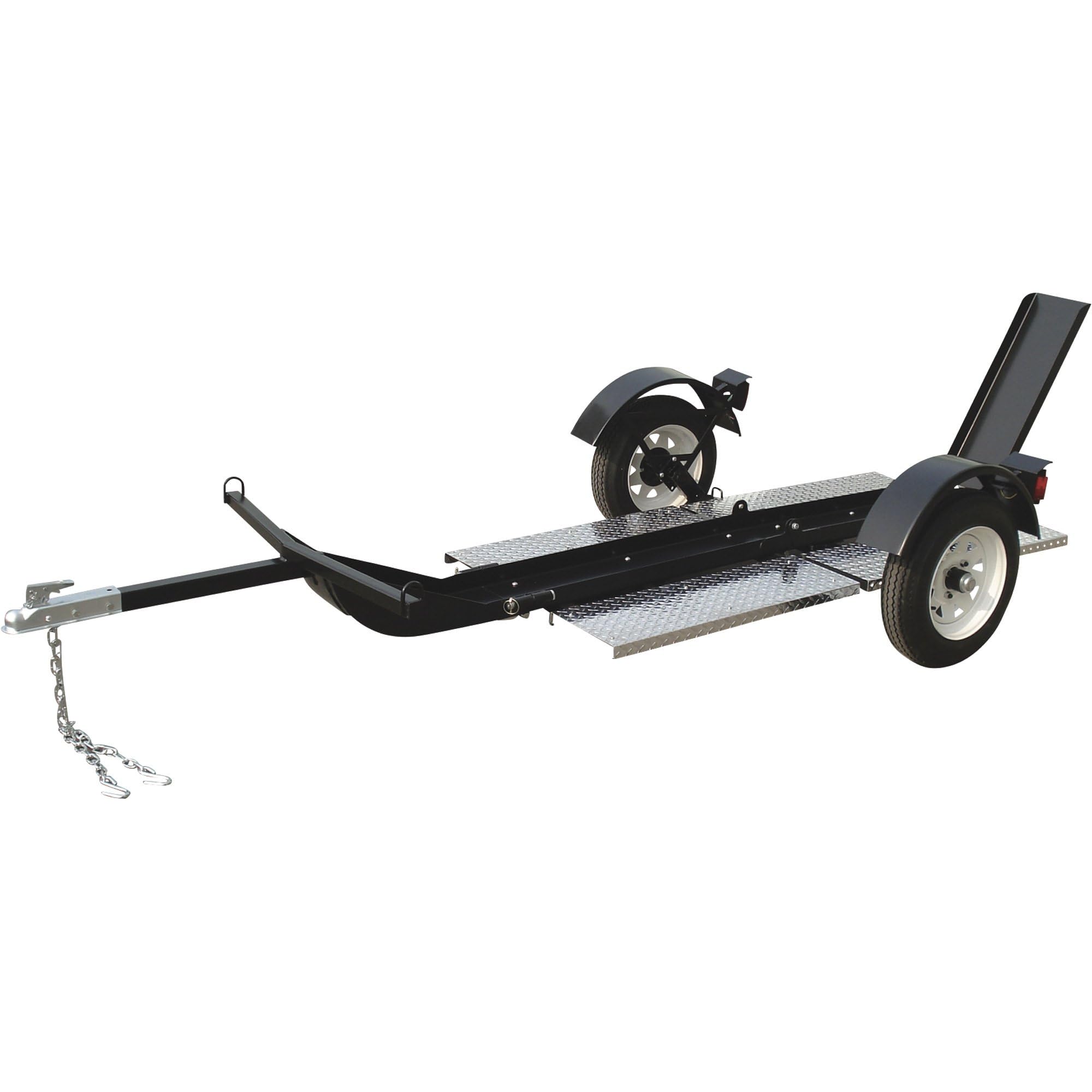 Ultra-Tow Single-Rail Folding Motorcycle Trailer - Steel Frame with Diamond Plate, 700-Lb. Load Capacity