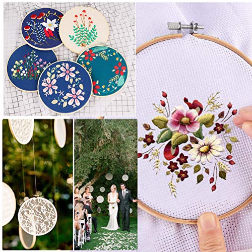 Wowoss 6 Pieces 12 Inch Embroidery Hoops Wooden Round Adjustable Bamboo Circle Cross Stitch Hoop Ring Bulk For Embroidery And Cross Stitch Art Craft Handy Sewing #TOP6