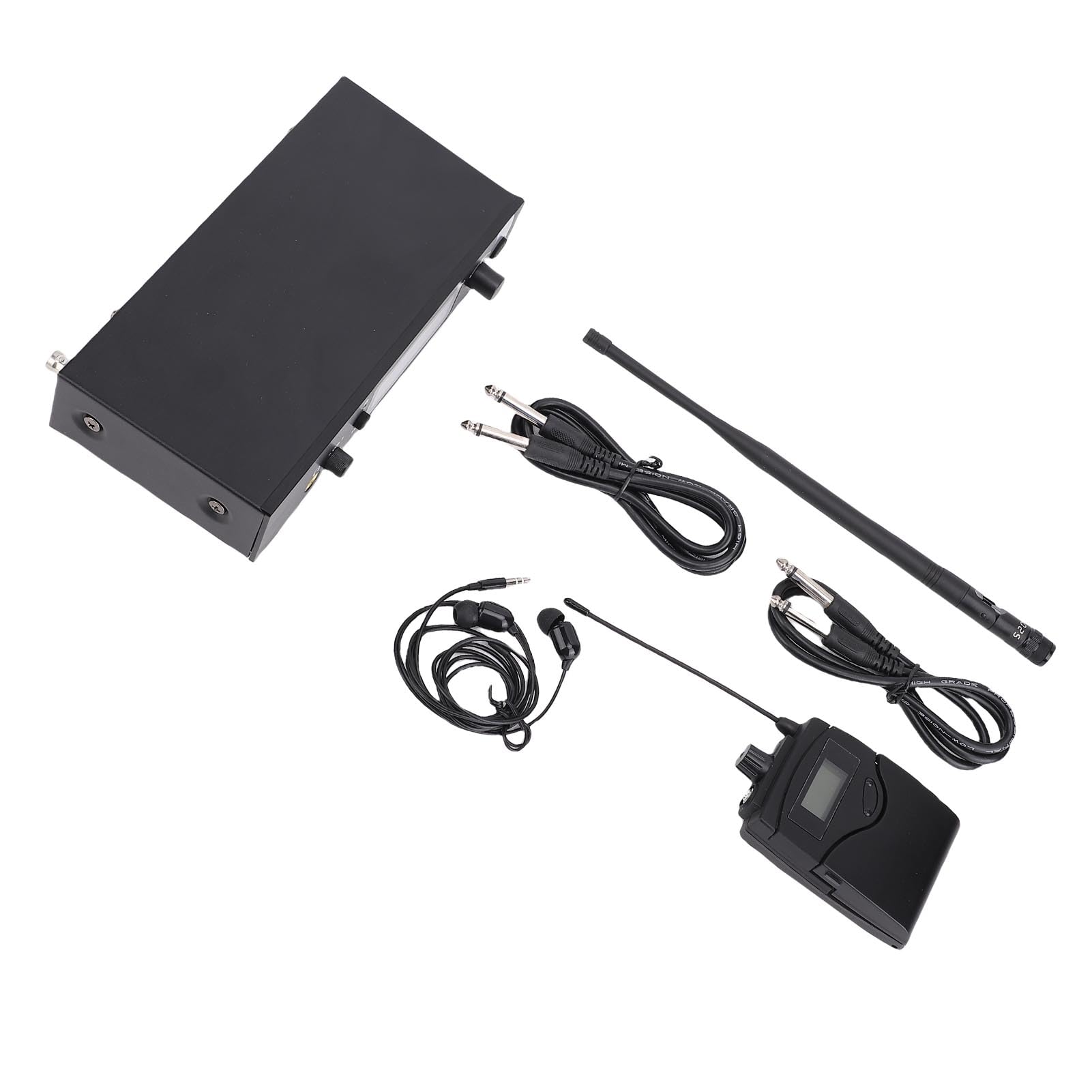 UHF Wireless in Ear Monitor System, 550-590MHz Band Wireless IEM, Range 164ft, per Palcoscenico, Banda, Studio, Discorso (Spina Europea)