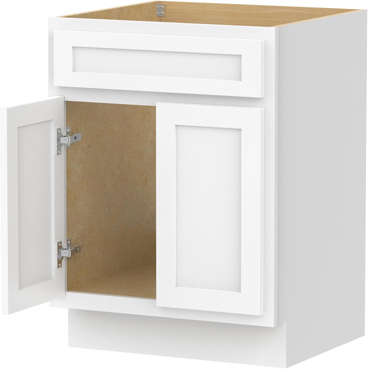 Vanity Art 24 Inch Double Shutter Door Bathroom Vanity Base Cabinet with Soft Closing Shaker Drawer, Strudy Floor Mount Storage Cabinet Organizer for Bedroom, Living Room, Kitchen, VA4024-W