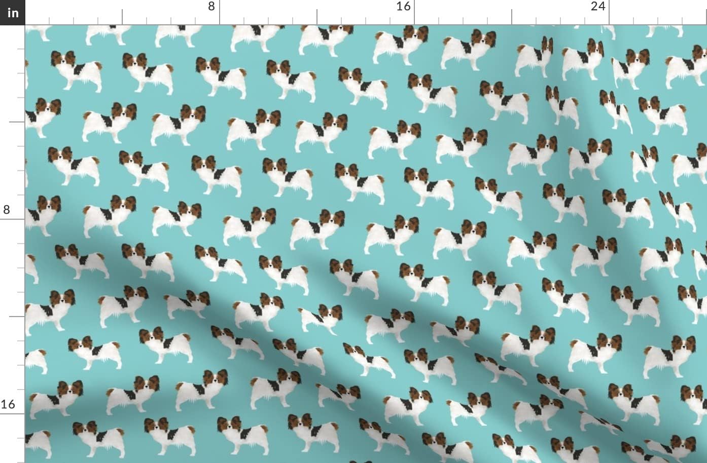 Spoonflower Fabric - Papillon, Dogs, Aqua, Toy Breed, Toy Spaniel, Blue, Puppy, Pet Printed on Organic Cotton Sateen Fabric by The Yard - Sewing Quilting Apparel Home Decor