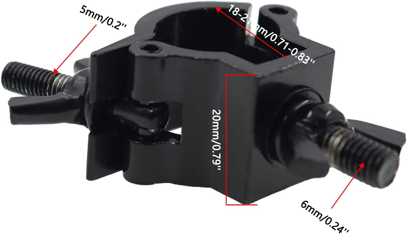 O Truss Clamp,TTZEZE Black Stage Lights Clamp,Aluminum Alloy Heavy Duty Truss Light Clamps,Perfectly Fit OD 18-21mm/0.71-0.83''of Tube/Pipe,Truss for Stage Lighting Projector Par Lights,4 PCS image 2