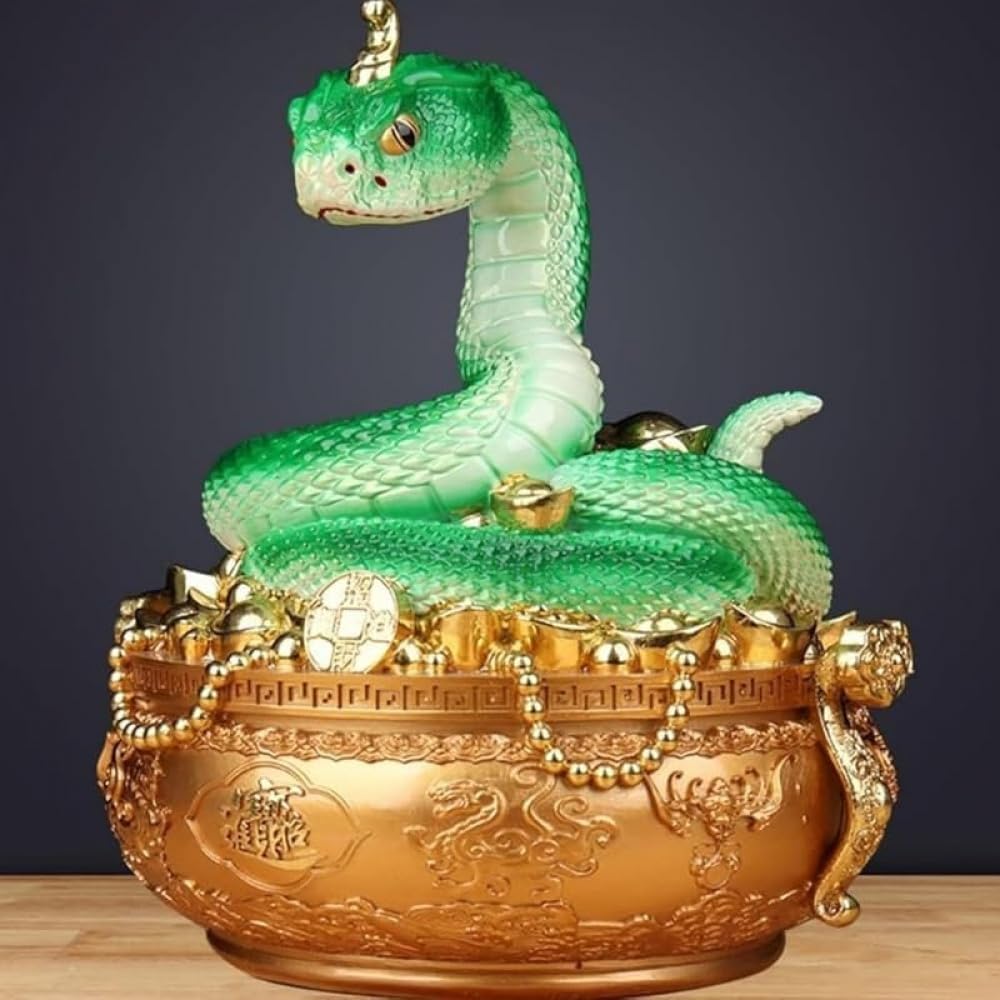 Amazon.co.jp: 【KOKUMON】蛇 巳年 置物 風水 へび 弁財天 白蛇の しろ