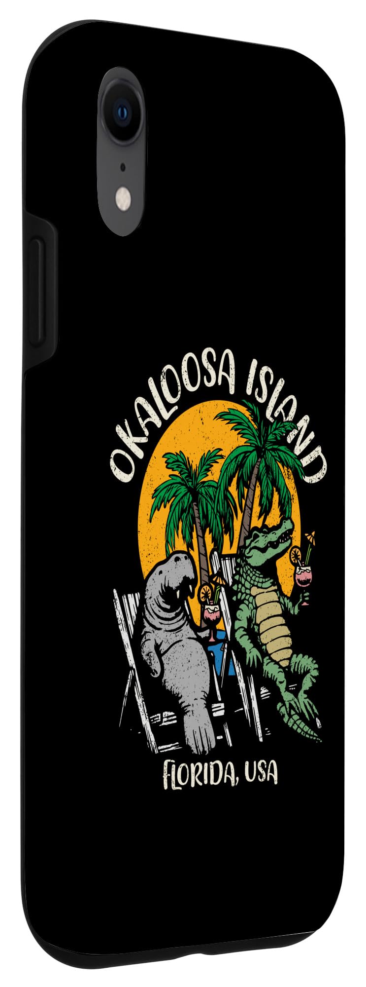 iPhone XR Okaloosa Island Florida USA Funny Manatee Alligator Design Case - Image 3