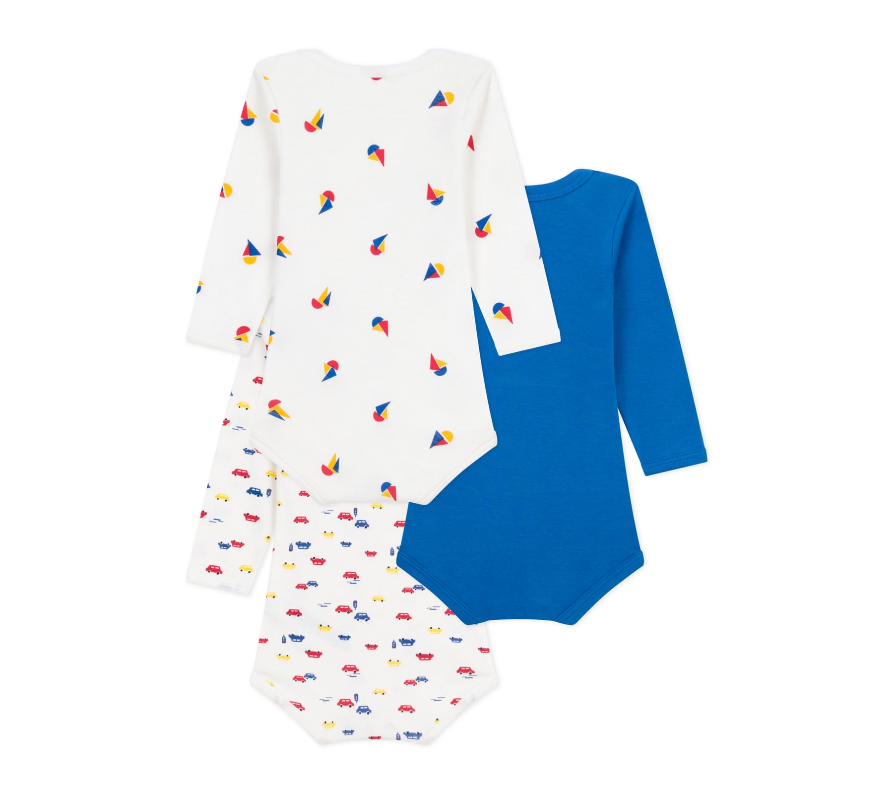 Image secondaire de Lot de 3 bodies manches longues en coton pour bébé - Petit Bateau