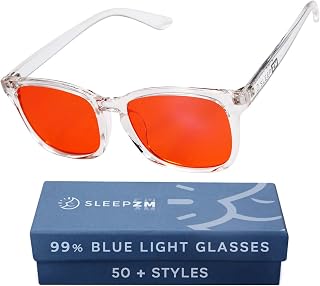 Blue Light Blocking Glasses for Women - 99% Amber, Crystal | Eases Migraines, Great for Screens, Gaming & Focus, Comfy Fit