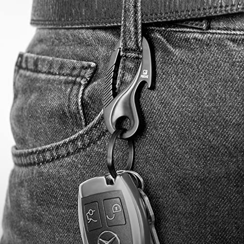 Tisur Titanium Carabiner Keychain Clip, Key Rings Quick Release Heavy Duty Bottle Opener Mens Cool Black Car Keychains , Multitool Key Chain Assecorie #TOP6