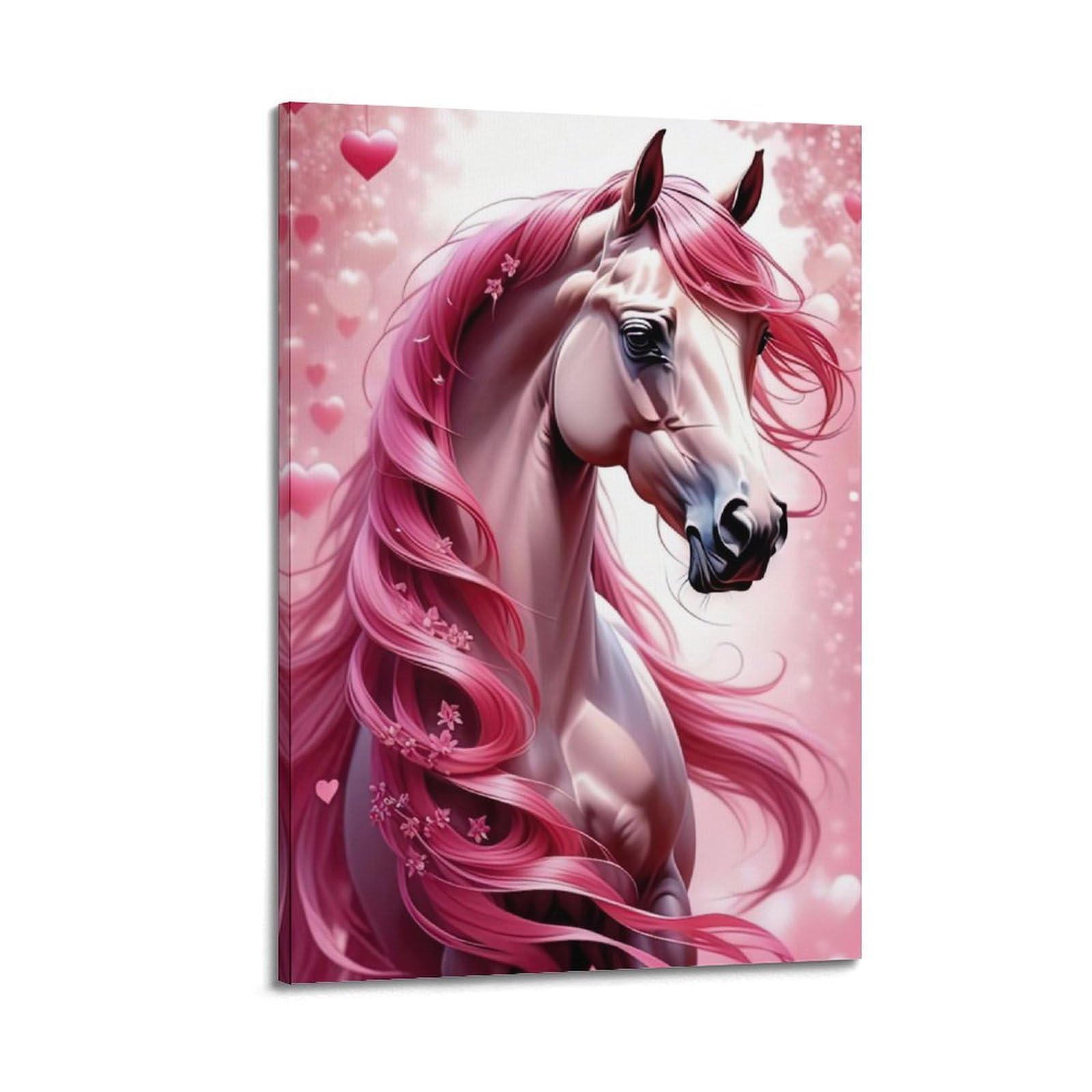 JTLFXY Animal Poster Pink Horse Poster Decorative Painting Canvas Wall Posters And Art Picture Print Modern Family Bedroom Decor Posters 20x30inch(50x75cm)