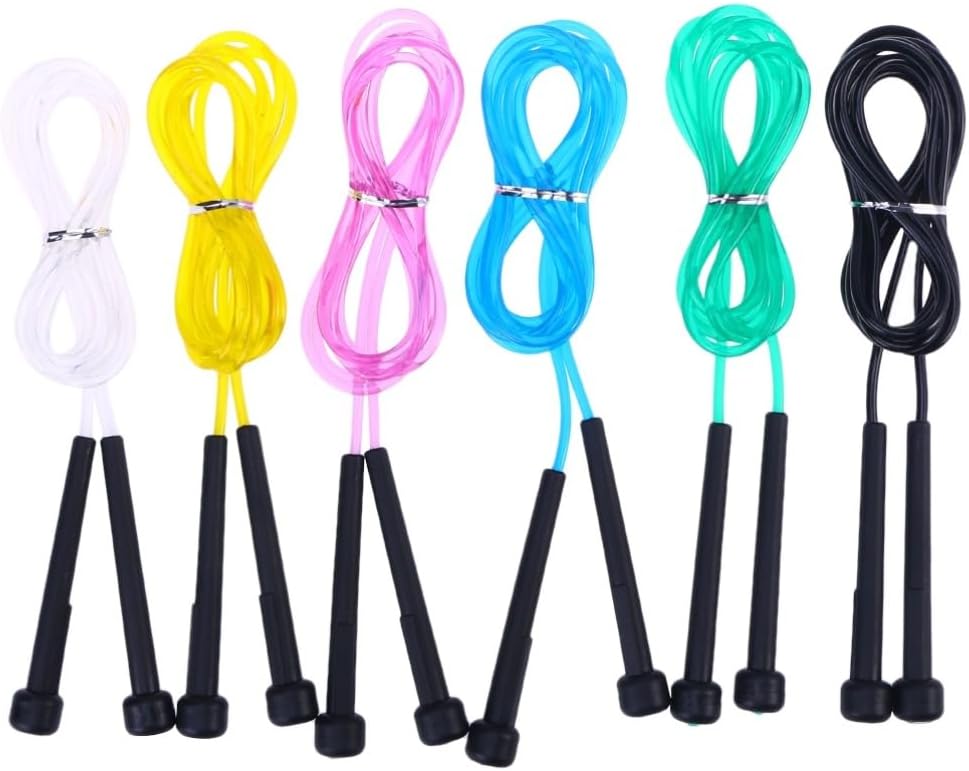 Milisten 6 PCS PVC Jump Rope with Slip Handles for Adults and Students Durable Skipping Rope for Fitness Training Random Colors Great for Exercise and Random Color