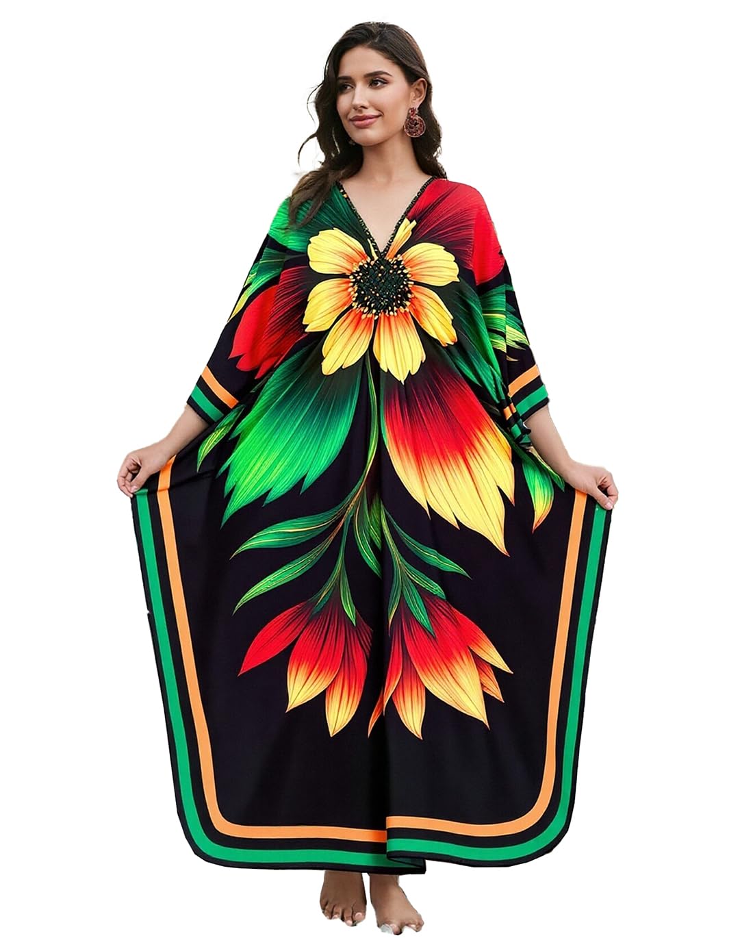 sunforyou Kaftan Dresses for Women Stylish Caftans Plus Size Beach Cover up Soft Loungewear