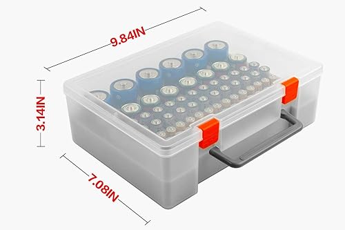 Miniatura 5 de Caja de almacenamiento organizadora de baterías, contenedor de almacenamiento de garaje con probador de comprobador de batería, se adapta a AA AAA C