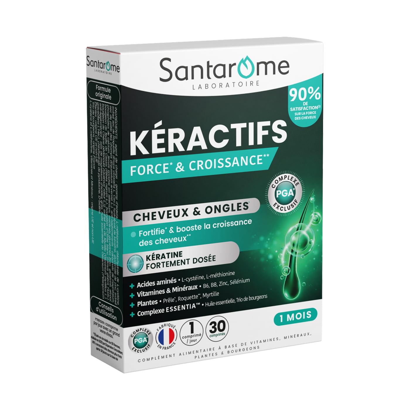 Santarome Kéractifs Force & Croissance - Kératine - 30 Comprimés
