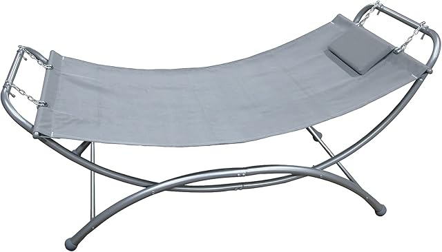 SORARA® Hammock with Stand | 195 x 100 cm | Solid steel frame | Grey.
