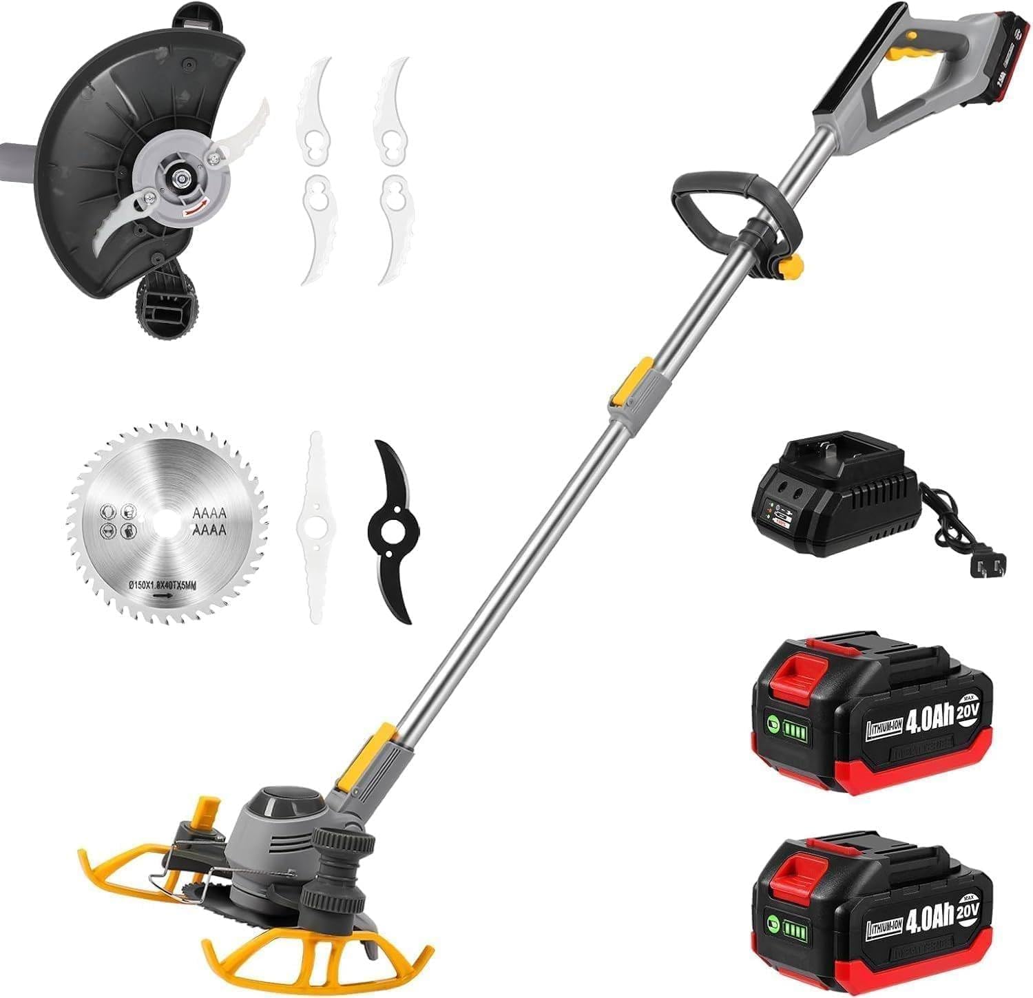 Weed Wacker Cordless & Edger, Electric Weed Wacker Cordless, Lightweight String Trimmer, Retractable Handle, 11000rpm, 2000W, for Lawn Care and Yard Work 21A