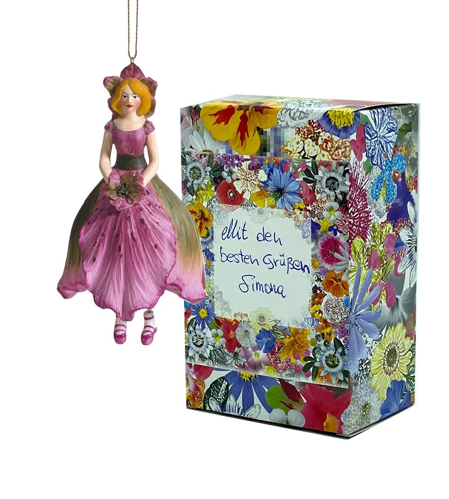 Flower Girl Christmas Rose Hanging Elf Figurine Flower Fairy Figurine Sculpture Flower Kids in Gift Box