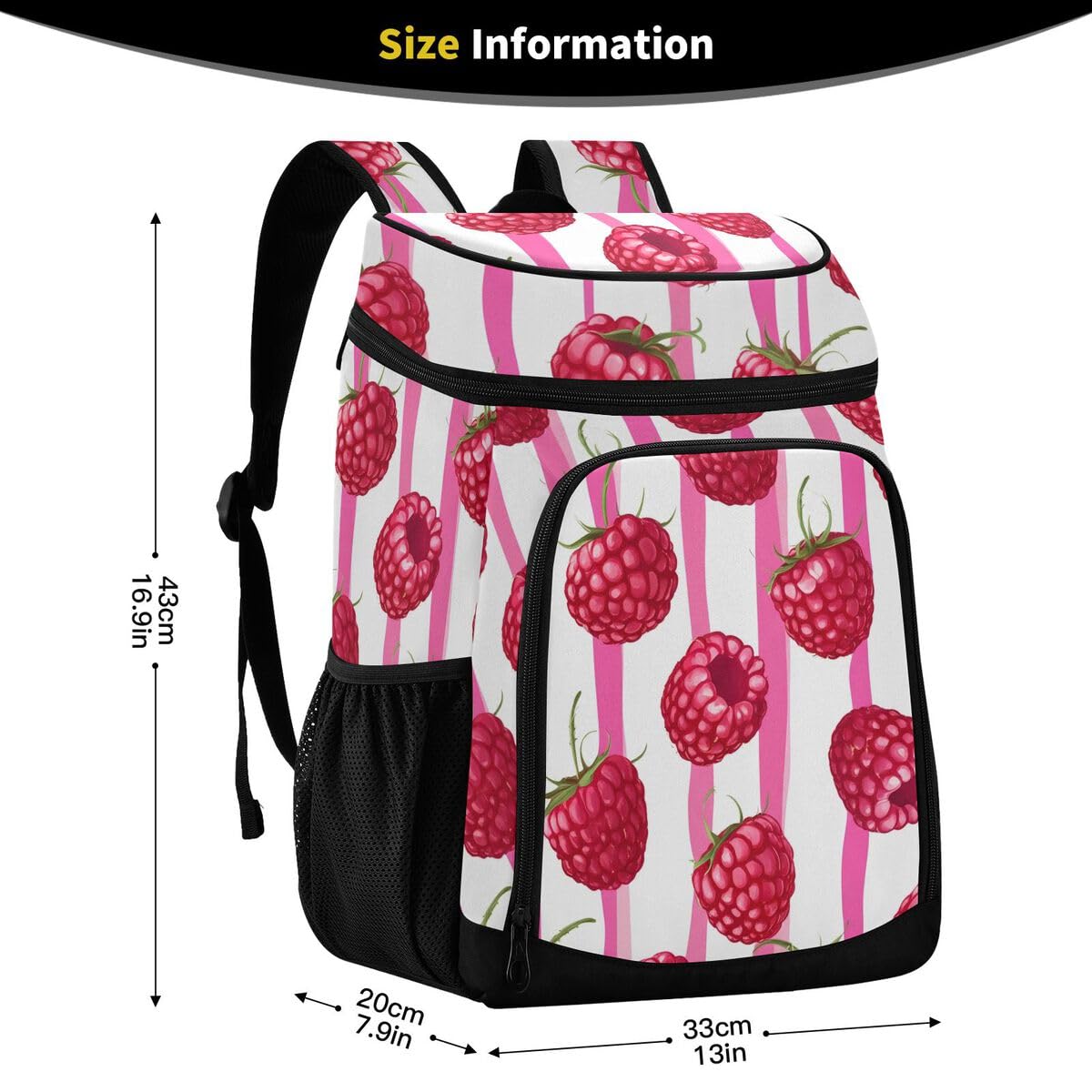 Raspberry Pink Cooler Backpack Leakproof Insulated Lunch Cooler Bag 30 Cans Camping Backpacks for Road Trip Picnic Beach