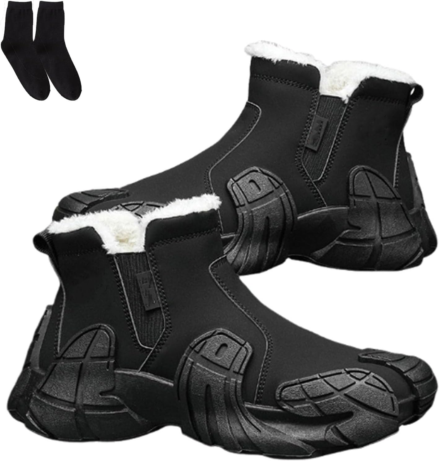 Winter Waterproof Thermal Snow Boots for Men & Women, Fleece Lined, Lightweight Non-Slip Sole, Easy Side Zipper