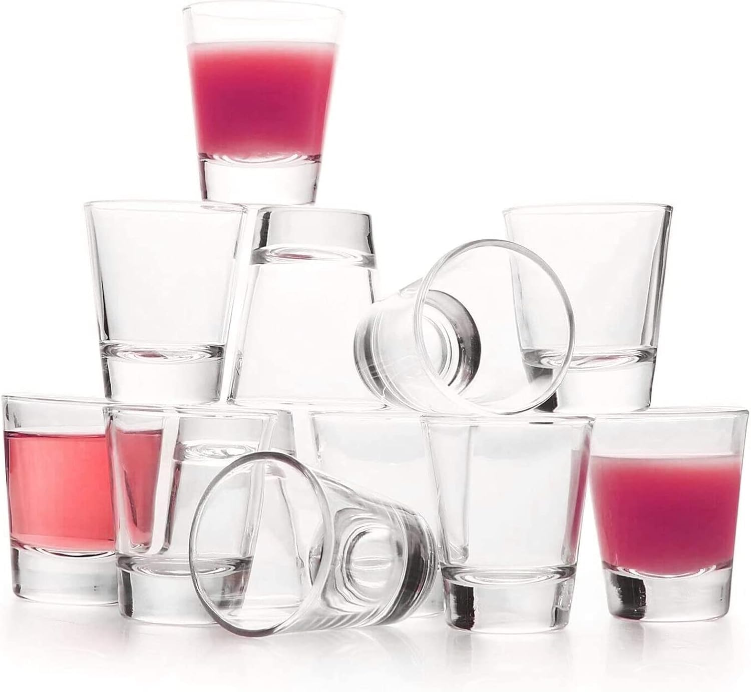 Koffing Heavy Base Shots Glass Set - Durable, Clear Glass for Party Bar, Tequila, Whiskey, Vodka, Juice and More | Transparent | 12-PCS (Round 40ML) 4