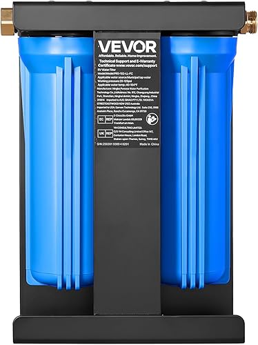 Miniatura 9 de VEVOR Filtro de agua para autocaravana con soporte, 2 cartuchos de 2.5 x 10 pulgadas, sistema de filtro de agua para vehículos recreativos, elimina