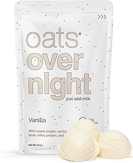 Oats Overnight Vanilla - Overnight Oats with 20g Whey Protein, High Fiber Breakfast Protein Shake - Gluten Free Oatmeal, Non GMO High Protein Oatmeal (2.8 oz per Meal) (16 Pack)