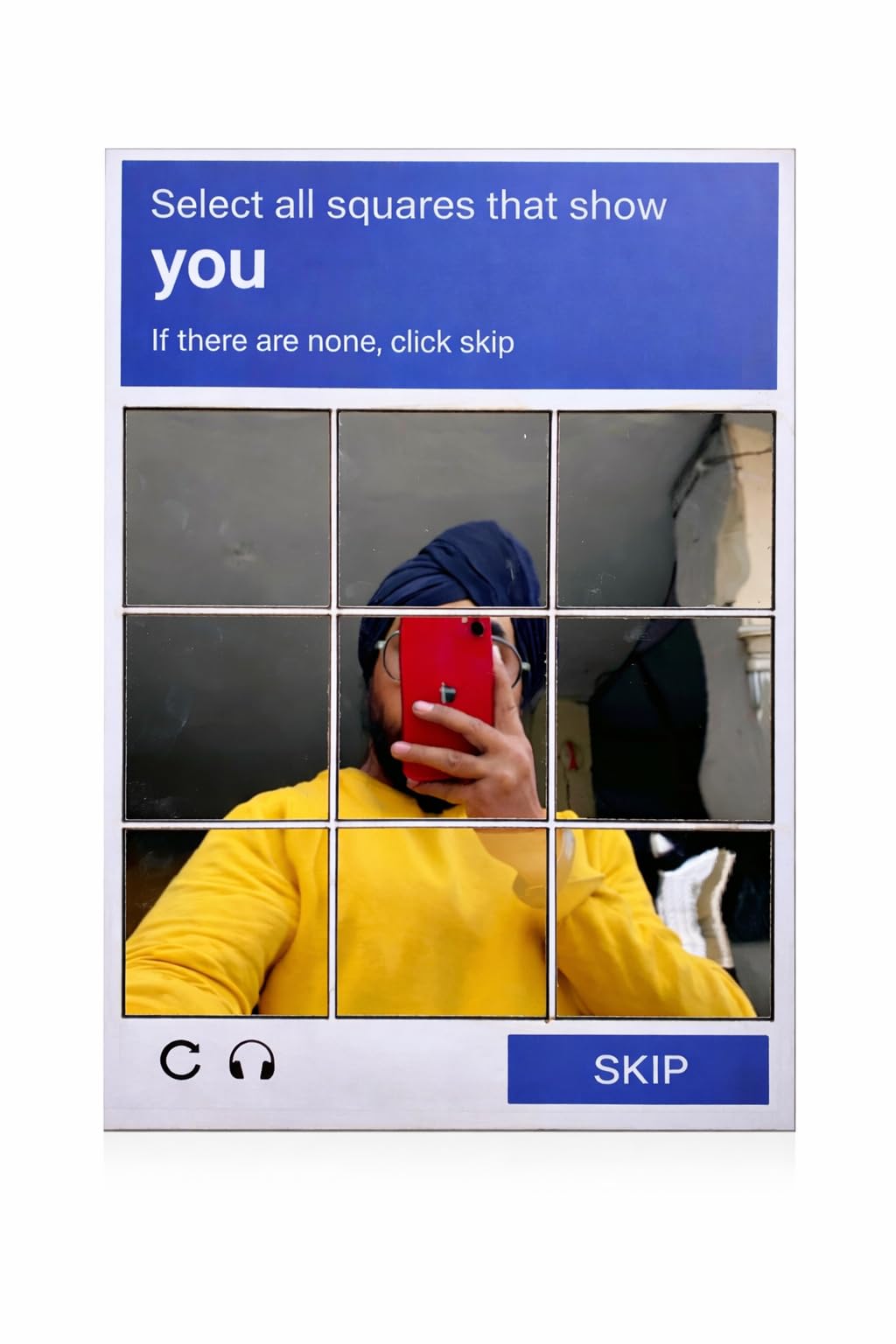 Novelty 3×3 Grid Wall Mirror — “Select All Squares That Show You” Framed Mirror Art | Glass Tile Acrlyc, Ready-to-Hang Decorative Wall Art for Bedroom, Living Room, Kids & Teens-image-32