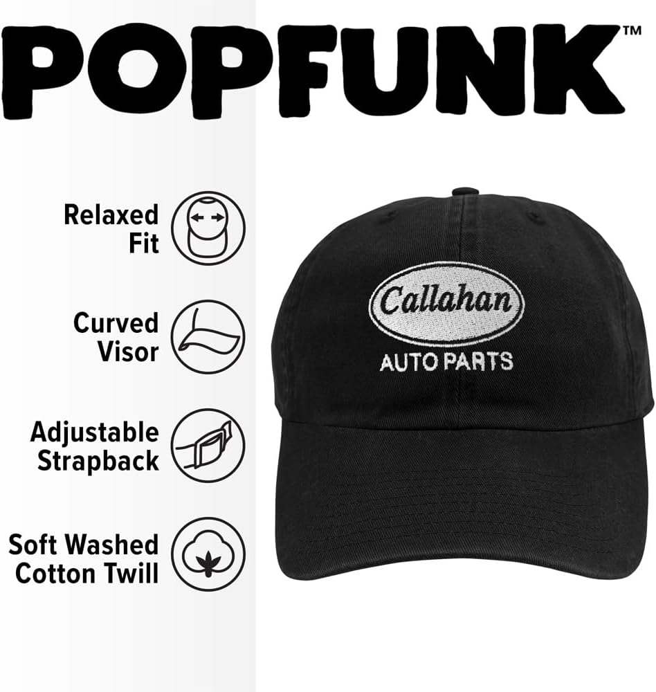 Popfunk Tommy Boy Callahan Auto Parts Official Dad Hat - The U18 Adjustable Relaxed-Fit Cap - Unisex for Men and Women, Black