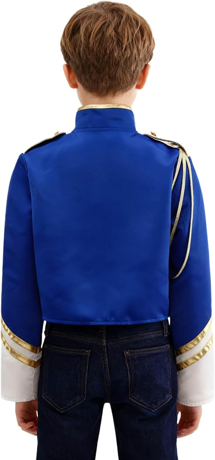 Boys Fancy Dancewear Medieval Prince Steampunk Jacket Mock Zip Long Sleeve Performance Coat