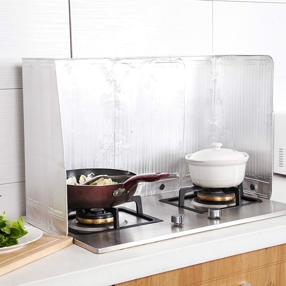Placa deflectora de Cocina de Aluminio para Cocina, Protector contra Salpicaduras de Aceite, Placa deflectora, Pantalla de Aislamiento térmico, diseño Plegable, 90 x 50 cm, tamaño Grande