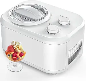 FREE VILLAGE 1.05-Qt Ice Cream Maker with Compressor, No Pre-freezing, 3 Modes Ice Cream Machine with Timer, Easy Use, Keep Cool Function, Ice Cream Maker makes Gelato, Sorbet at Home (ICE-1033)