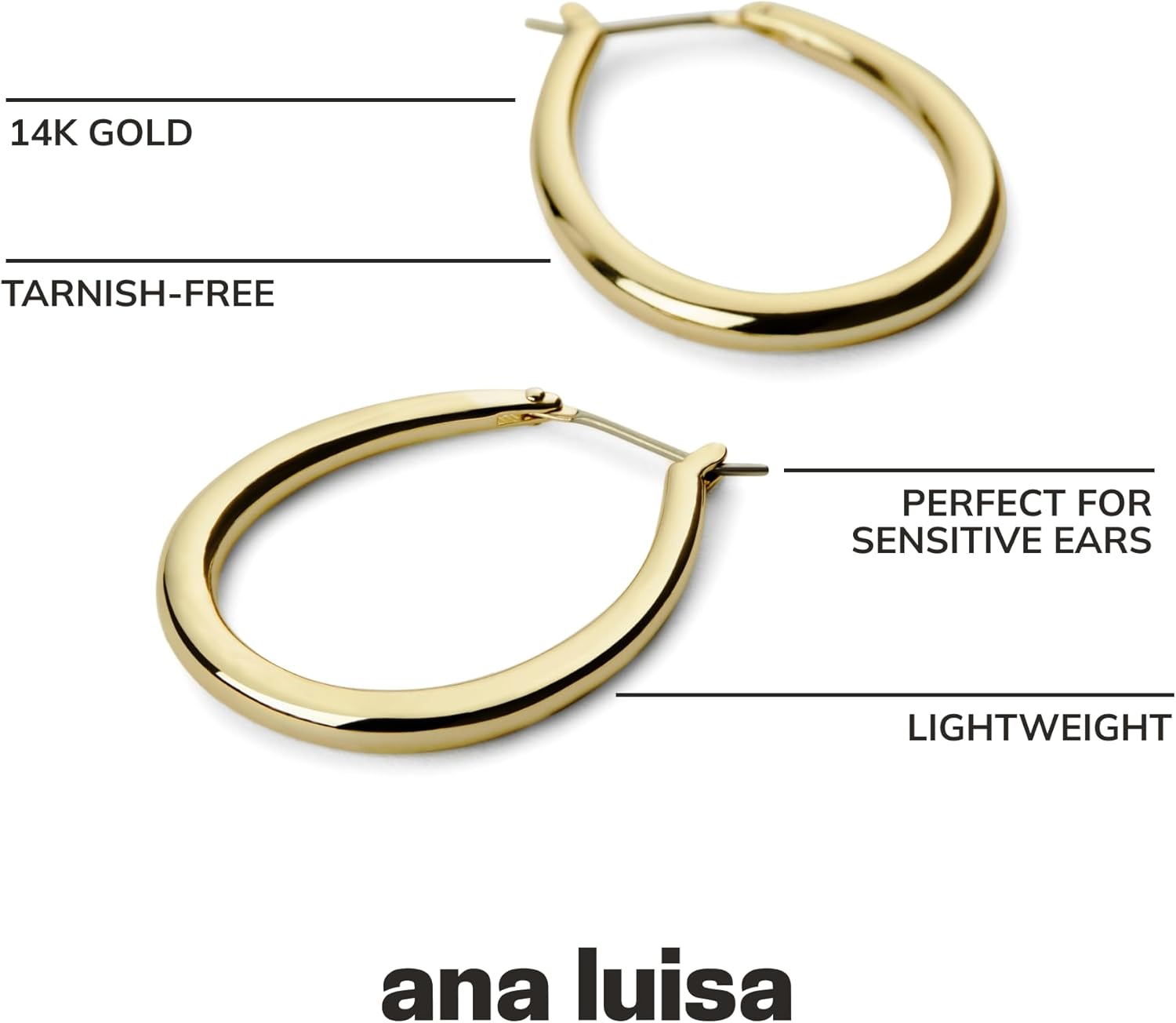 Ana Luisa Hoop Earrings for Women - 14K Gold Plated & Silver Rhodium Plated Assorted Earring Styles - Dainty, Small Gold Hoop Earrings - Hypoallergenic Tarnish-Free Jewelry - Image 3