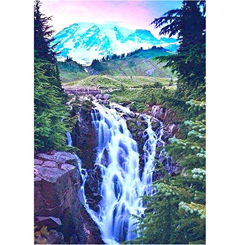 Lxmsja DIY Diamond Painting, Square Diamond Painting Diamond Painting Kits for Adults Diamond Painting Square Drill 5D Diamond Art Landscape Diamond Art Kit for Wall Decor Waterfall 11.8X15.7inch