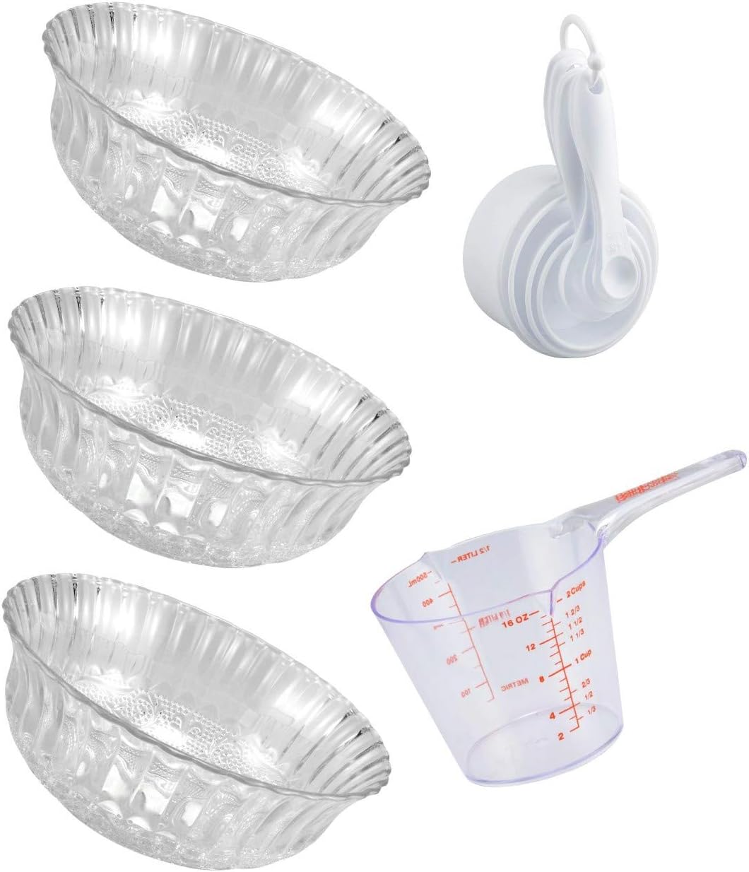3 Decorative Clear Glass Bowls 8 in, 1 Betty Crocker