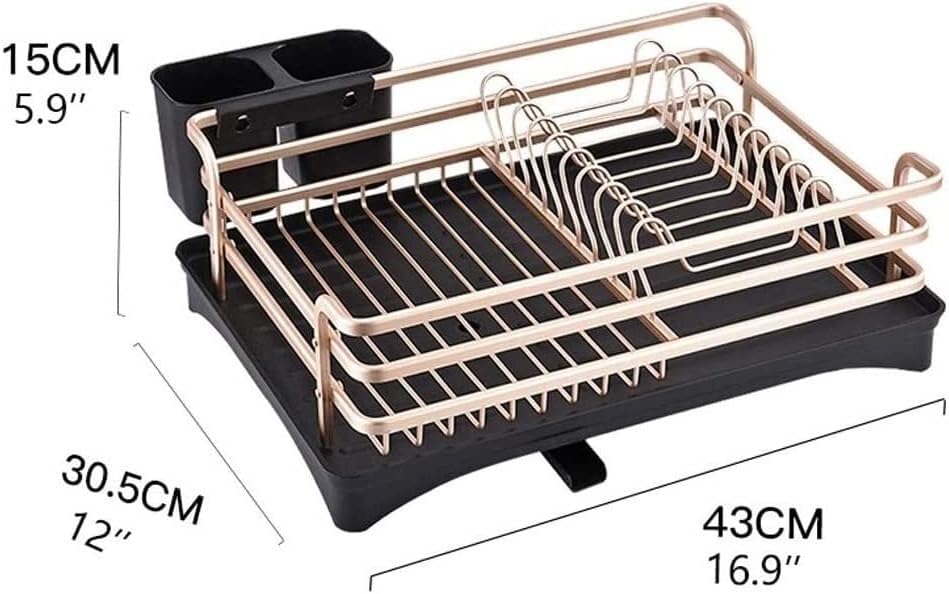 Dish Drying Rack Tableware Holder Aluminium Dish Rack Kitchen Organizer Storage Drainer Drying Plate Shelf Drying Rack Kitchen(1 Tier)