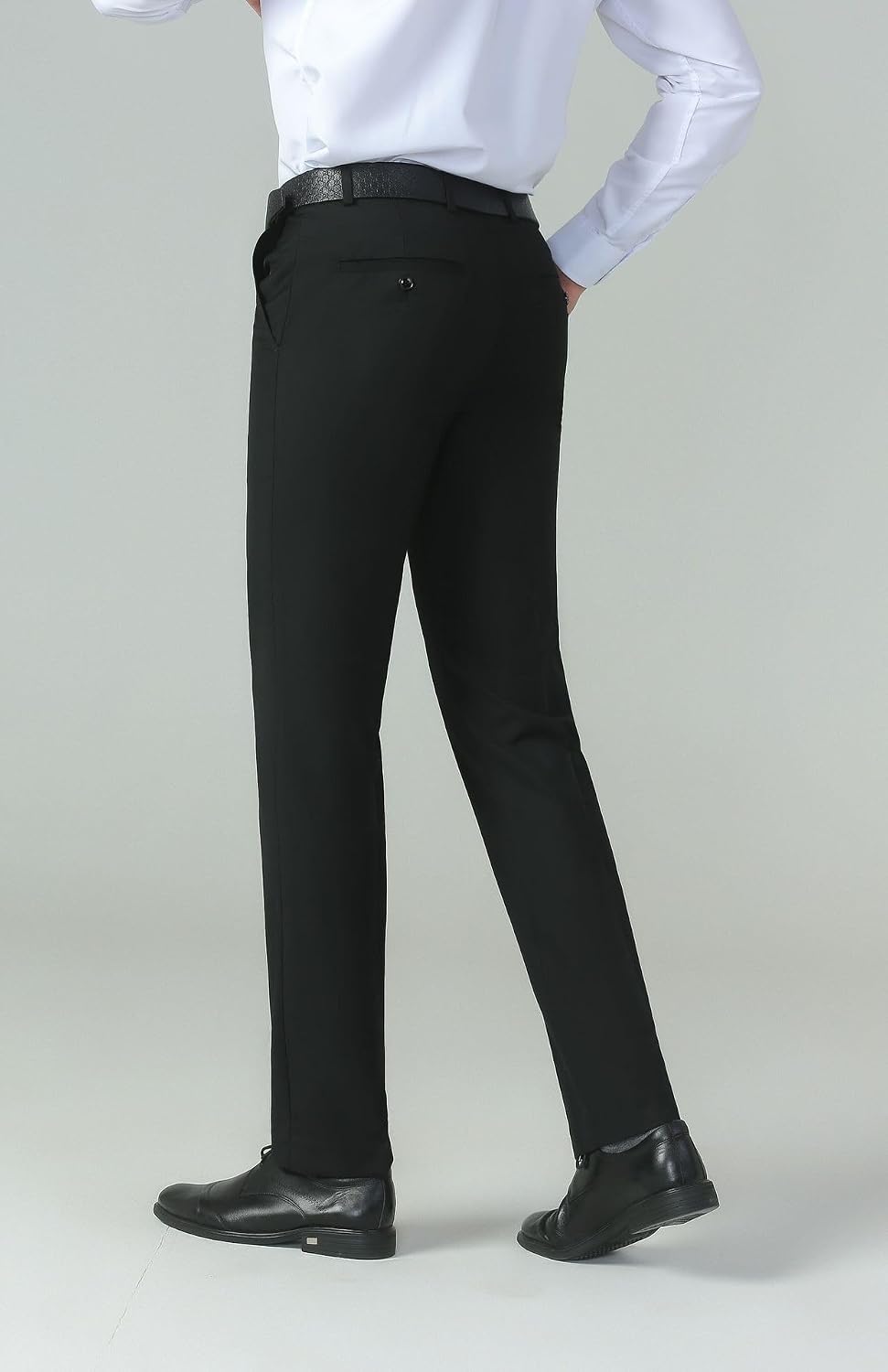 Men's Straight Leg Dress Pants,Black Long Trousers Spring Autumn Casual Office Slim Fit for Men