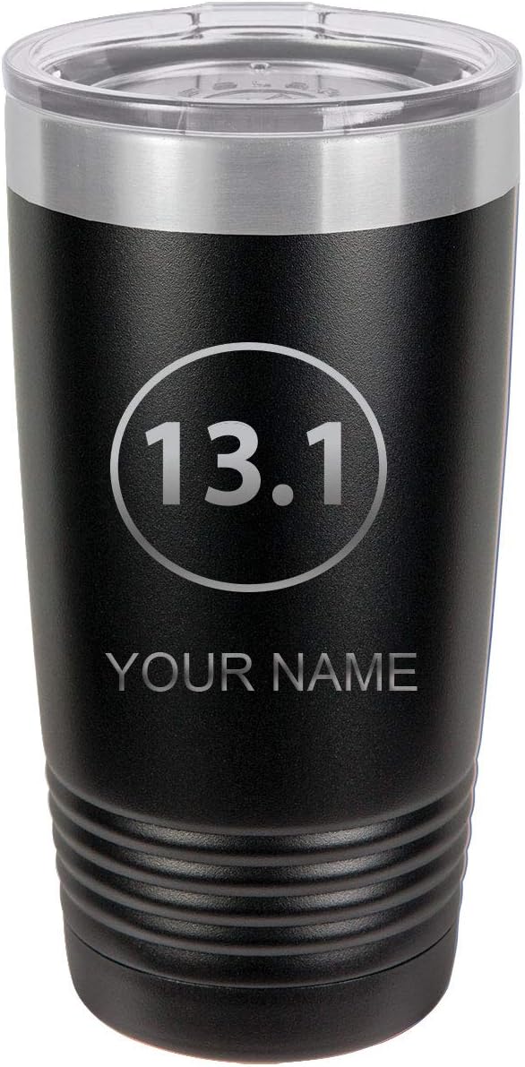Personalized Custom Engraved 13.1 Half Marathon Race Runner Stainless Steel Double-Wall Insulated Tumbler 20-Ounce Running Event Travel Coffee Cup Mug Customizable