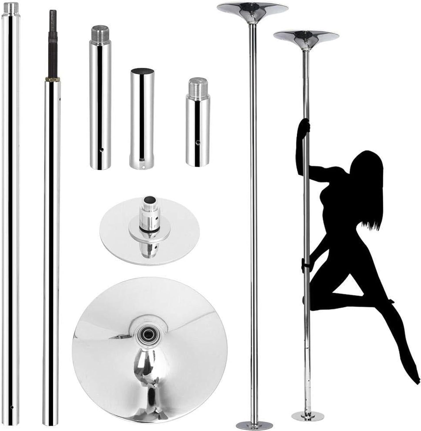 Heavy-Duty 2.7M Pole Dance Pole - Dual Spin & Static Modes, Reinforced Hollow Interlocking Design For Home Use & Portable Stage Setup