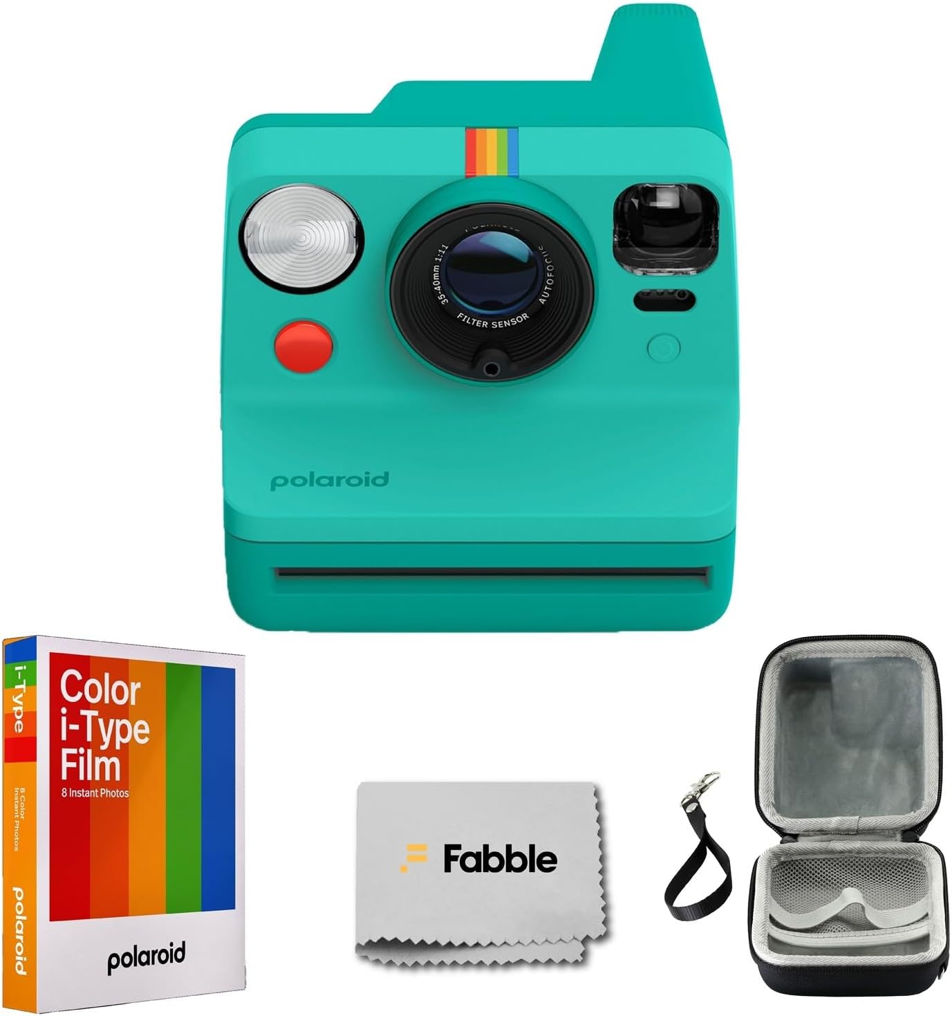 Polaroid Now Generation 3 I-Type Instant Camera (Green) Bundle with Color I-Type Film (8 Exposures), Hard Protective Case, and Wrist Strap