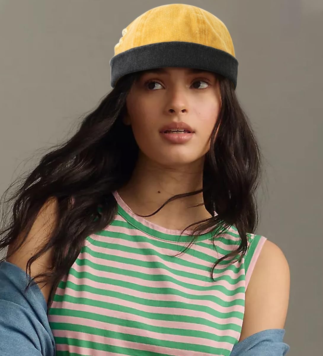 Mens Sailor Hats Brimless Denim Docker Caps Beanie - Image 2